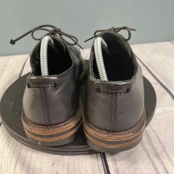 AQUATALIA Leon Size 10 Black Leather Derby Shoes Italian Loafer Grunge Grandad