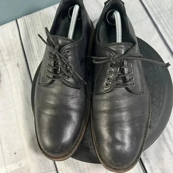 AQUATALIA Leon Size 10 Black Leather Derby Shoes Italian Loafer Grunge Grandad