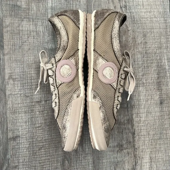 ARO Gold Glitter Lace Up Sneakers Size 41 Women’s 10 Reg. $170