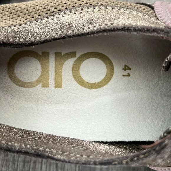 ARO Gold Glitter Lace Up Sneakers Size 41 Women’s 10 Reg. $170