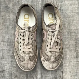ARO Gold Glitter Lace Up Sneakers Size 41 Women’s 10 Reg. $170