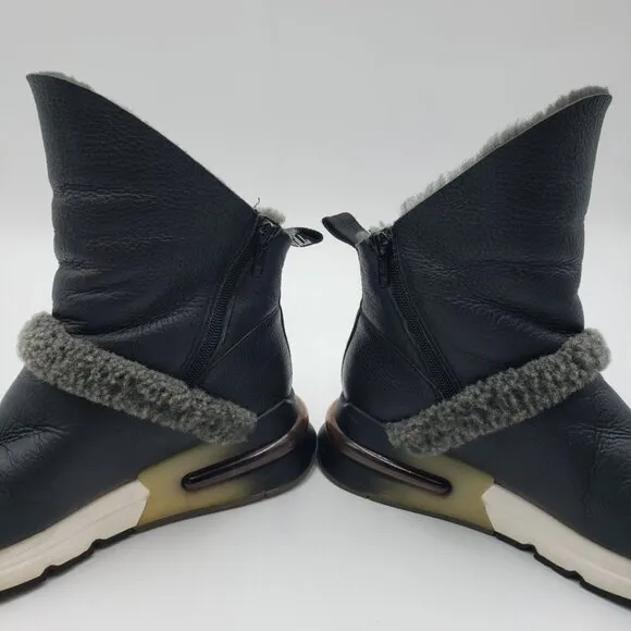 ASH Laika Boot Sneakers 8 Womens Leather Shearing Lined Black