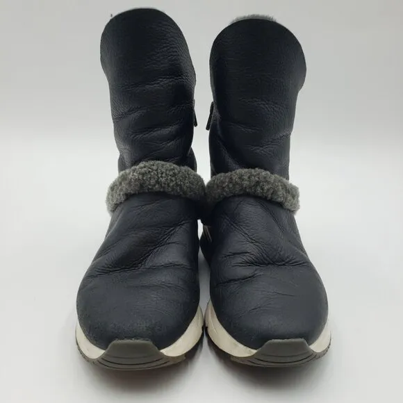 ASH Laika Boot Sneakers 8 Womens Leather Shearing Lined Black