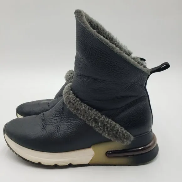 ASH Laika Boot Sneakers 8 Womens Leather Shearing Lined Black