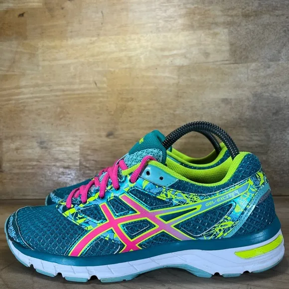 Asics Gel Excite 4 Womens Size 8.5 Running Shoes Sneakers Turquoise Pink T6E8N