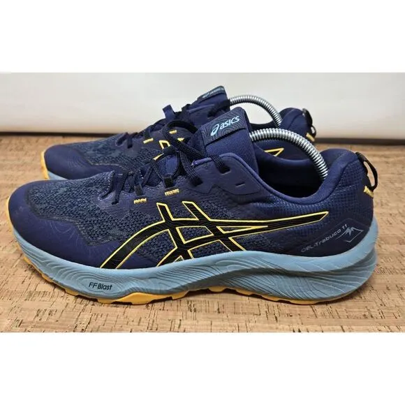 ASICS GEL-TRABUCO 11 Shoes Men's 10 Trail Running‎ Training Blue Yellow Sneakers