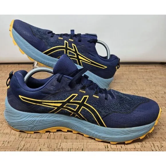 ASICS GEL-TRABUCO 11 Shoes Men's 10 Trail Running‎ Training Blue Yellow Sneakers