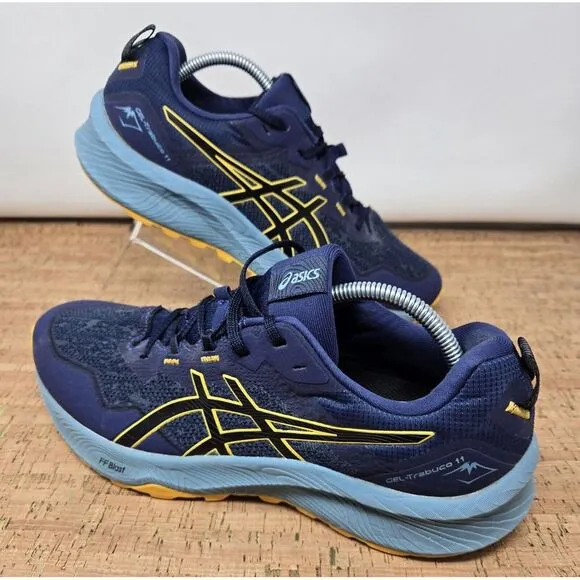 ASICS GEL-TRABUCO 11 Shoes Men's 10 Trail Running‎ Training Blue Yellow Sneakers