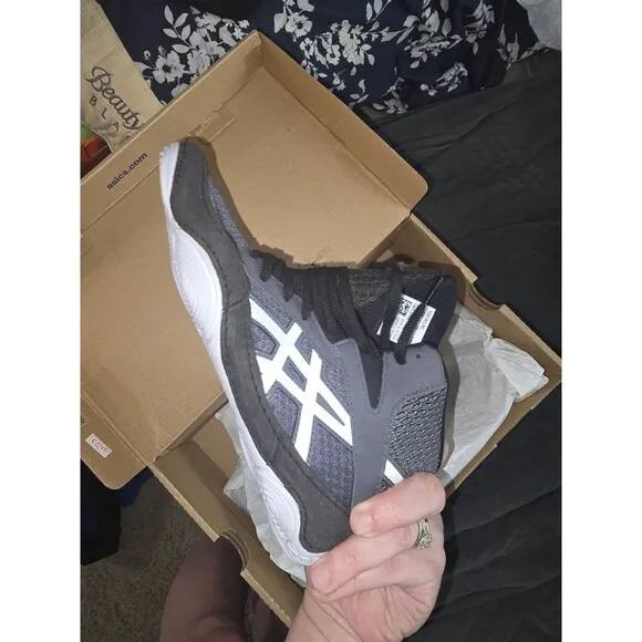 Asics Snapdown 3 Black Gray Wrestling Shoes Sneakers 1081A030 Men's Size 6.5