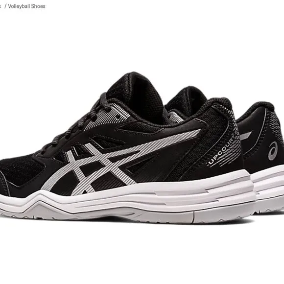 Asics UPCOURT 5 Black and Silver All White Volleyball Sneakers Size 8.5