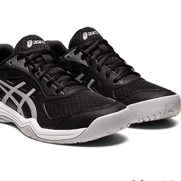 Asics UPCOURT 5 Black and Silver All White Volleyball Sneakers Size 8.5