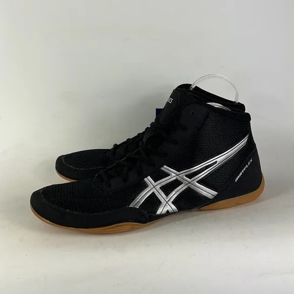 Asics matflex athletic wrestling shoes sneakers mens 13 black silver tan new