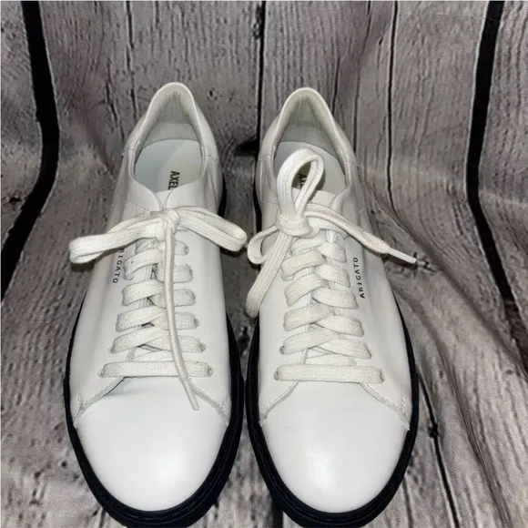 Axel Arigato Mens Size 7.5 White Leather Lace Up Low Top Casual Training Shoes