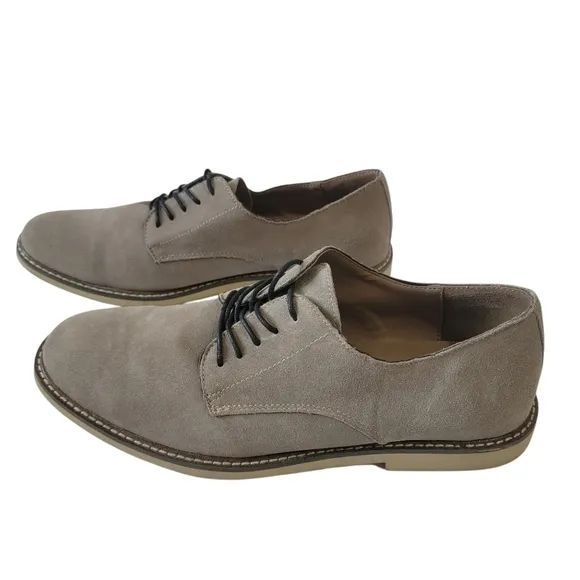 BANANA REPUBLIC Suede Oxford Men's Sz 12 Gray Lace-Up Business Casual Minimalist