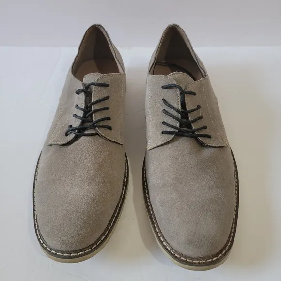 BANANA REPUBLIC Suede Oxford Men's Sz 12 Gray Lace-Up Business Casual Minimalist