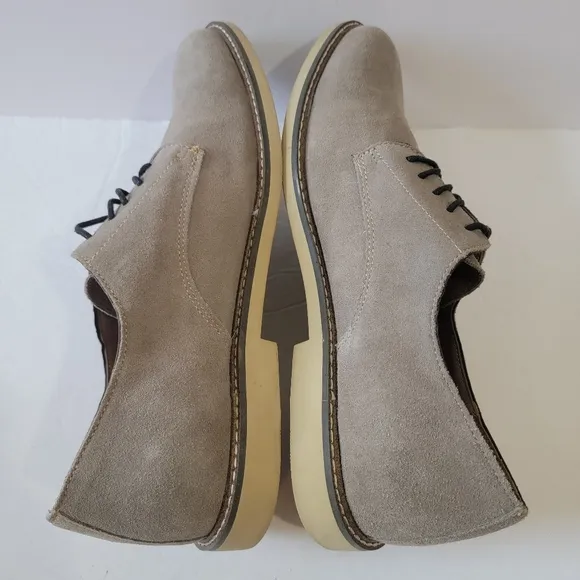 BANANA REPUBLIC Suede Oxford Men's Sz 12 Gray Lace-Up Business Casual Minimalist