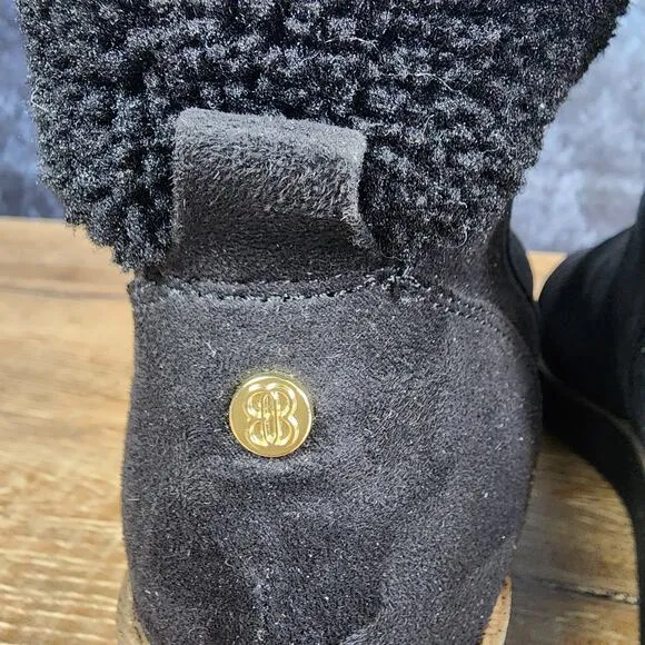Bandolino Faux Fur Black Wedge Ankle Boots | Women's 11M