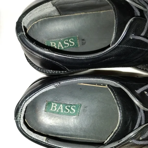 Bass Men's Size 12M Black Leather Oxfords Comfortable Dressy Lace Up Work Shoes