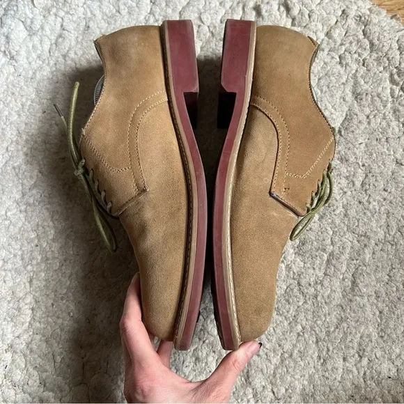 Bass: Men's Tan Suede Lace Up Brockton Oxfords Size 13
