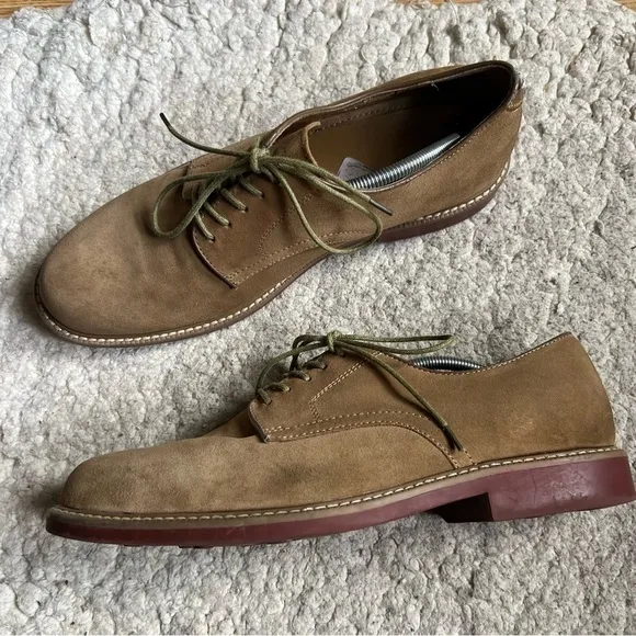 Bass: Men's Tan Suede Lace Up Brockton Oxfords Size 13