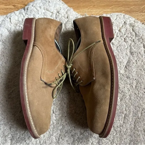 Bass: Men's Tan Suede Lace Up Brockton Oxfords Size 13