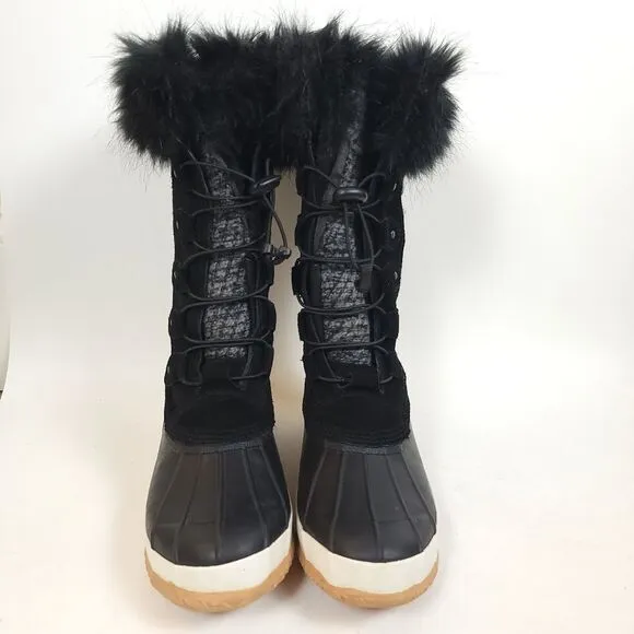 Bearpaw Rory Faux Fur Waterproof duck Boots shoes black mid calf Size 6