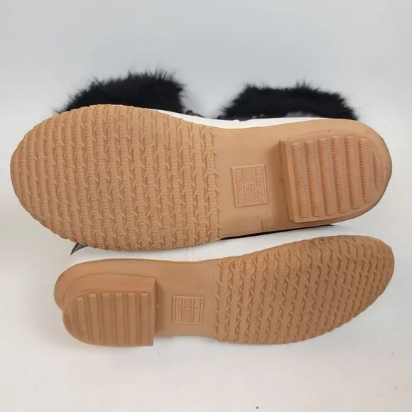 Bearpaw Rory Faux Fur Waterproof duck Boots shoes black mid calf Size 6