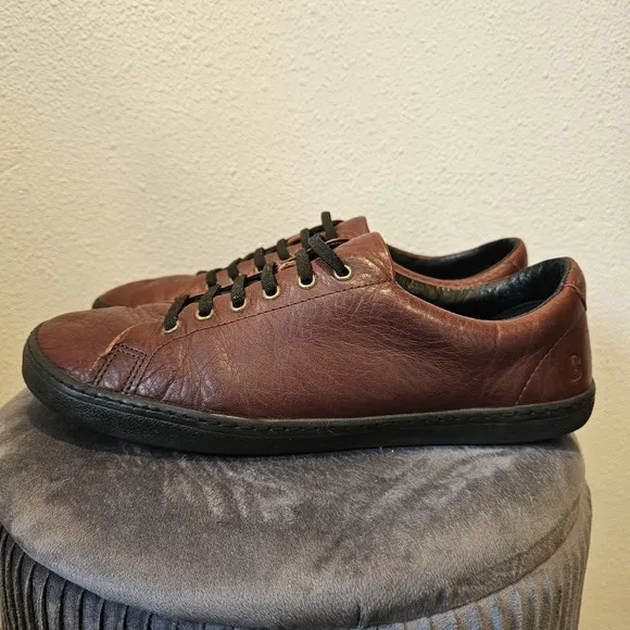 Birchbury Bramfords Men's Brown Leather Shoes Slip On Stretch Laces Size US 11