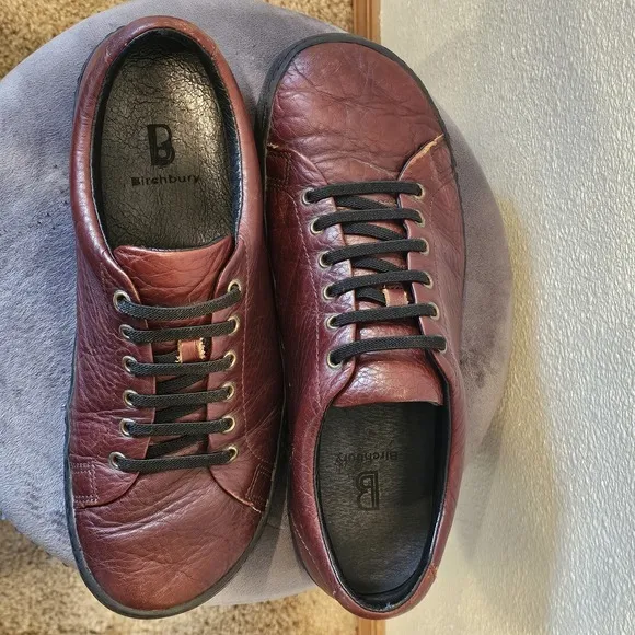 Birchbury Bramfords Men's Brown Leather Shoes Slip On Stretch Laces Size US 11