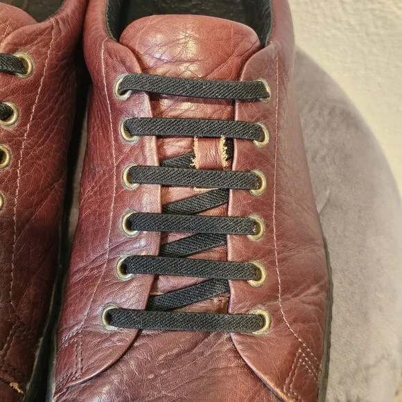 Birchbury Bramfords Men's Brown Leather Shoes Slip On Stretch Laces Size US 11