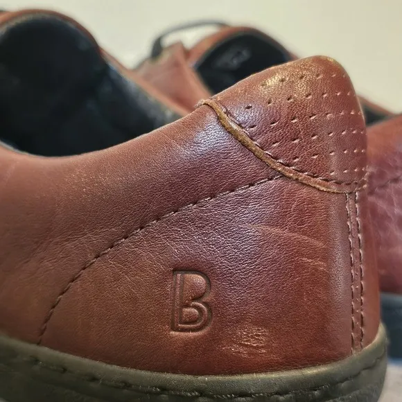 Birchbury Bramfords Men's Brown Leather Shoes Slip On Stretch Laces Size US 11