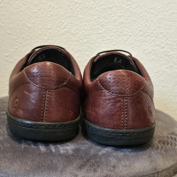Birchbury Bramfords Men's Brown Leather Shoes Slip On Stretch Laces Size US 11