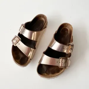 BIRKENSTOCK Arizona Rose Gold Leather Sandals Slides Size 36 regular 5-5.5