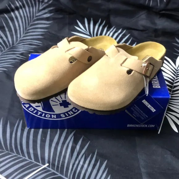 Birkenstock Boston 🌟Cream 🌟Mules Comfortable Slip-On Clogs Narrow