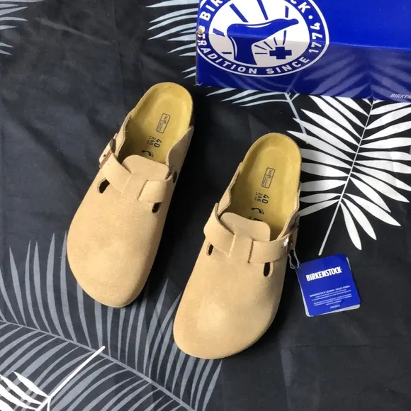 Birkenstock Boston 🌟Cream 🌟Mules Comfortable Slip-On Clogs Narrow