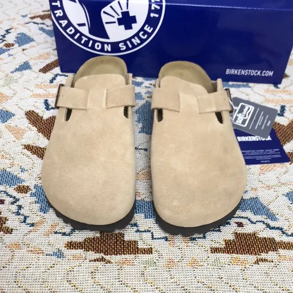 Birkenstock Boston 🧘‍♀️Cream Narrow 🧘‍♀️Mules Comfortable Slip-On Clogs
