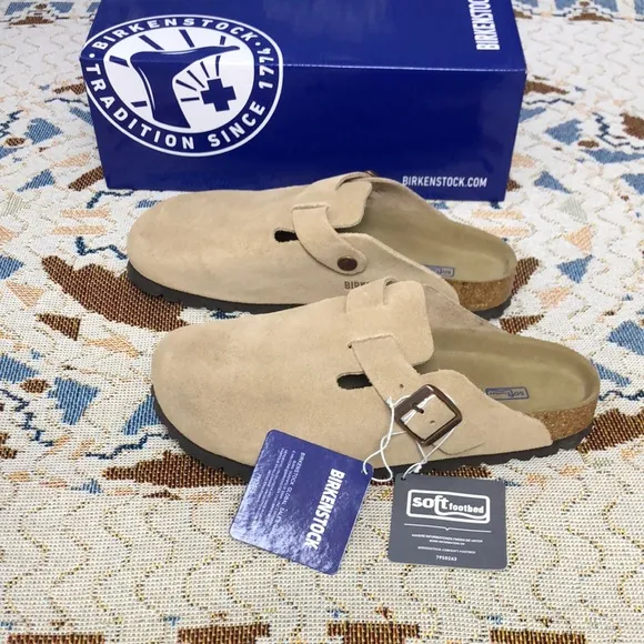 Birkenstock Boston 🧘‍♀️Cream Narrow 🧘‍♀️Mules Comfortable Slip-On Clogs