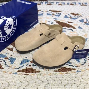 Birkenstock Boston 🧘‍♀️Cream Narrow 🧘‍♀️Mules Comfortable Slip-On Clogs