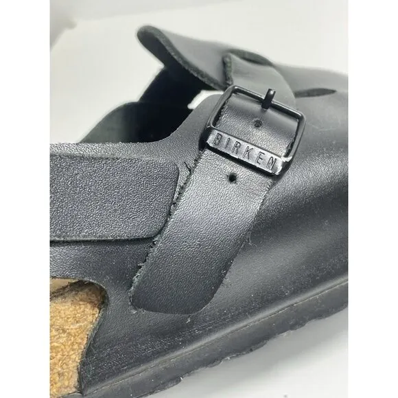 Birkenstock London Black Leather Shoes Minimalist Comfort Buckle Size 40 L9 M7
