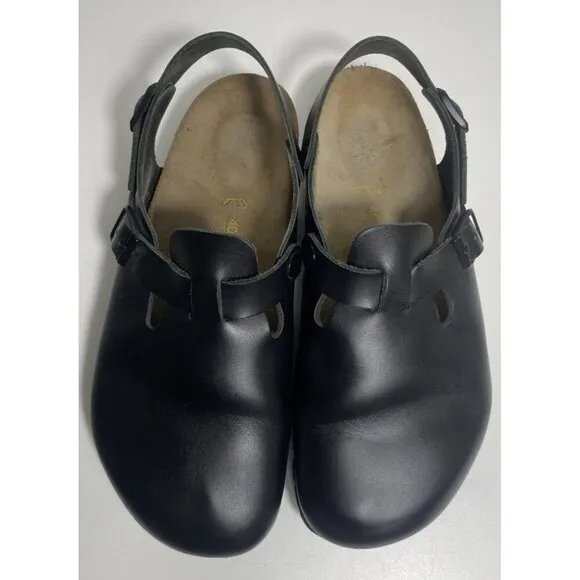 Birkenstock London Black Leather Shoes Minimalist Comfort Buckle Size 40 L9 M7