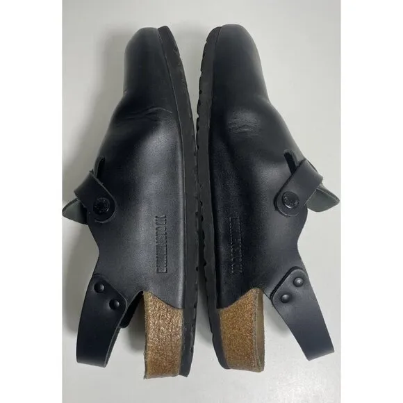 Birkenstock London Black Leather Shoes Minimalist Comfort Buckle Size 40 L9 M7