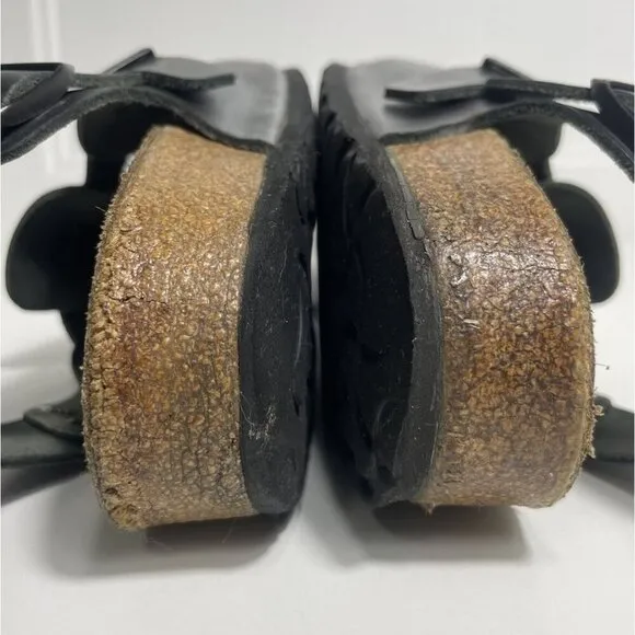 Birkenstock London Black Leather Shoes Minimalist Comfort Buckle Size 40 L9 M7