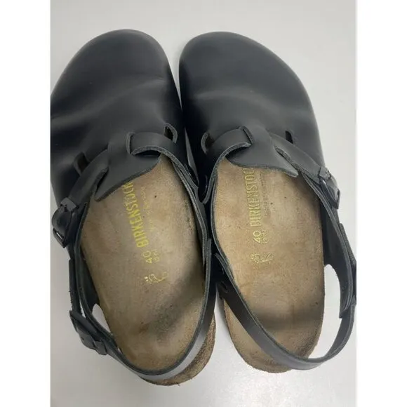 Birkenstock London Black Leather Shoes Minimalist Comfort Buckle Size 40 L9 M7