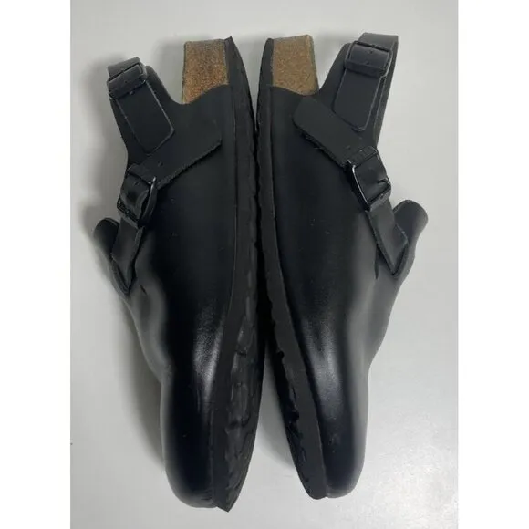 Birkenstock London Black Leather Shoes Minimalist Comfort Buckle Size 40 L9 M7