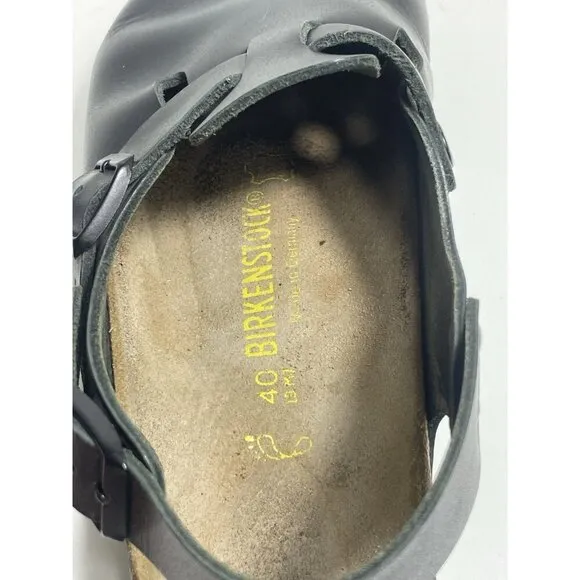 Birkenstock London Black Leather Shoes Minimalist Comfort Buckle Size 40 L9 M7