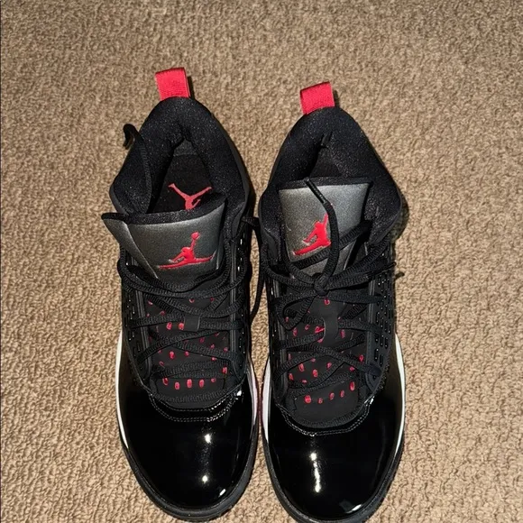 Black and Red Air Jordans Men; Size 10.5