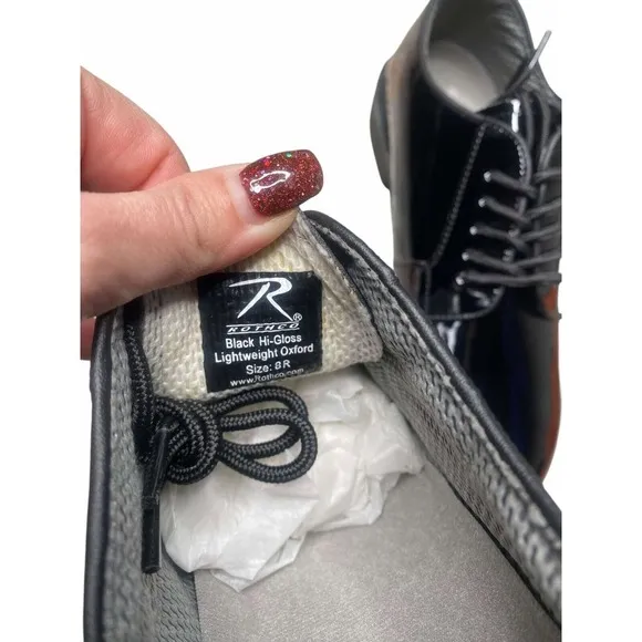 Black HI Gloss ROTHCO Corfram Military Dress Uniform Patent Leather Oxford 8R