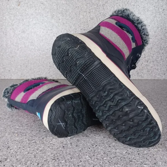 BOGS Arcata Stripe Waterproof Winter Rain Snow Boots Kids 2Y Faux Fur Shoes
