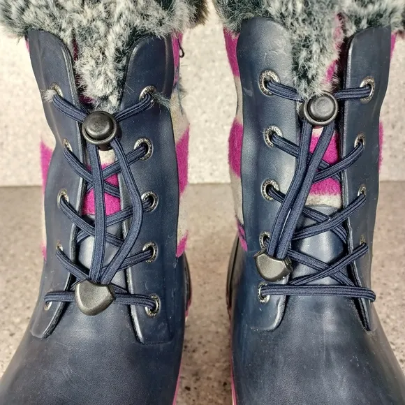 BOGS Arcata Stripe Waterproof Winter Rain Snow Boots Kids 2Y Faux Fur Shoes