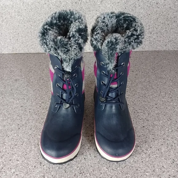 BOGS Arcata Stripe Waterproof Winter Rain Snow Boots Kids 2Y Faux Fur Shoes